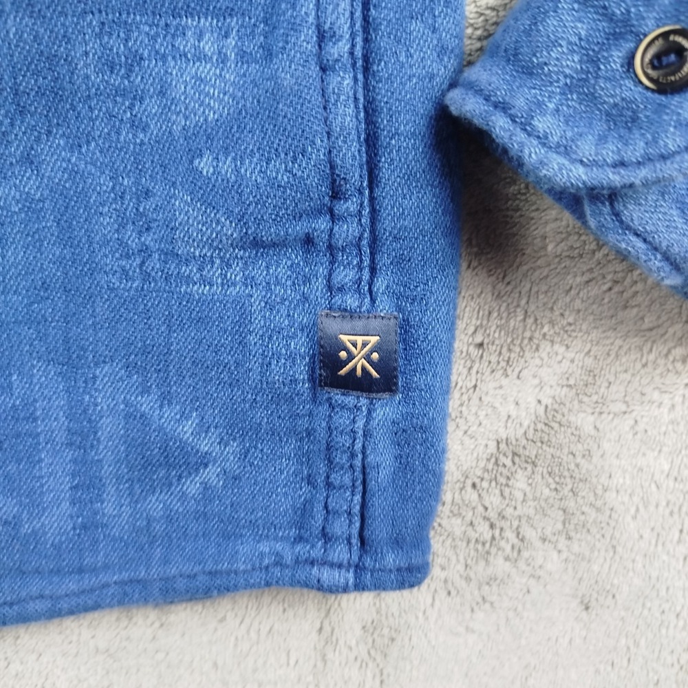 Roark Blue Aztec Native Pattern Flannel Shirt Men… - image 6